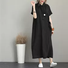 Las Mujeres Casual Suelto Sólido Maxi Vestido Largo