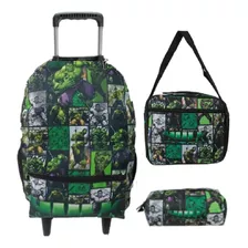 Mochila Infantil Rodinhas Hulk Herois Menino Vingadores 