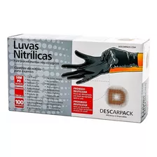 Luvas Descartaveis Nitrilicas Preta Sem Pó Cx C/100 Cozinha