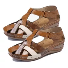 Sapatos Romanos Femininos Marrons E Sandálias Com Fivela Cru