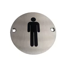 Señalizador Circular Hombre Wc En Acero 304 Inox 