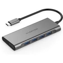 Hub Usb-c Lention Con Hdmi 4k Usb 3.0 Usb-c Gris Espacial