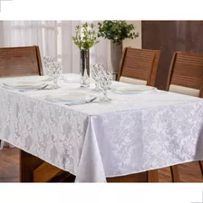 Toalha De Mesa Quadrada Jacquard Branca Para 4 Cadeiras