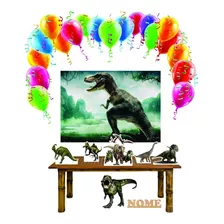 Kit Dinossauros Festas Mdf Com 06 Pçs + Painel +nome