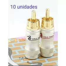 Conector Rca Plug Macho Metálico Banhado A Ouro 5 Pares