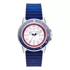 Reloj Hombre Ax Leonardo De Silicon Color De La Correa Azul