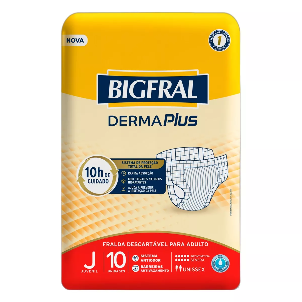 Fraldas Para Adultos Bigfral  Derma Plus J X 10 U