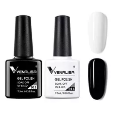 Set 2 Esmaltes Permanentes Venalisa Blanco Y Negro Manicure