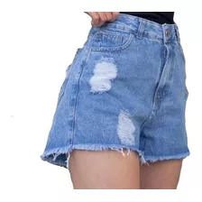 Short Mom Jean Mujer Tiro Alto Rígido Con Roturas