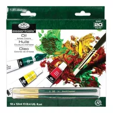 Kit Pintura Óleo Pincel + 18 Bisnagas Tinta Óleo + Solvente