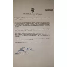 Carta De Colección Firmada Por Presidente Sixto Duran Ballen
