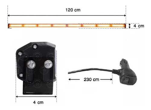 Barra Cob 8 Mdulos Luz Led Ambar Multiples Funciones Flash Foto 2