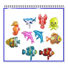 Balão Metalizado Mini Fundo Do Mar 10 Unidades, Peixes