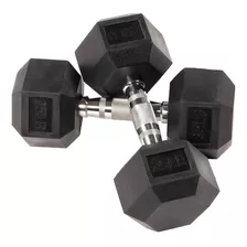 Set De 2 Mancuernas Hexagonal De Acero -25lb Color Negro