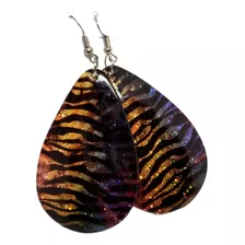 2 Pares De Aros De Resina Animal Print.mariann Moon