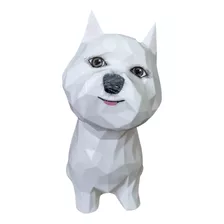 West White Terrier Personalizado Estátua Geo 3d M + Brinde