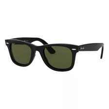 Arm. Solar Ray-ban Wayfarer 0rb4340 Protección Uv Color 601/58 Color De La Lente Verde Color De La Varilla Negro Color Del Armazón Negro Diseño Polarizado