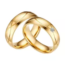 Anillos Alianzas Matrimonio Bañadas Oro 18k Cristales Aro