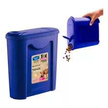 Pote Com Tampa Dispenser Portátil Ração De Pet Cão Gato Cor Azul