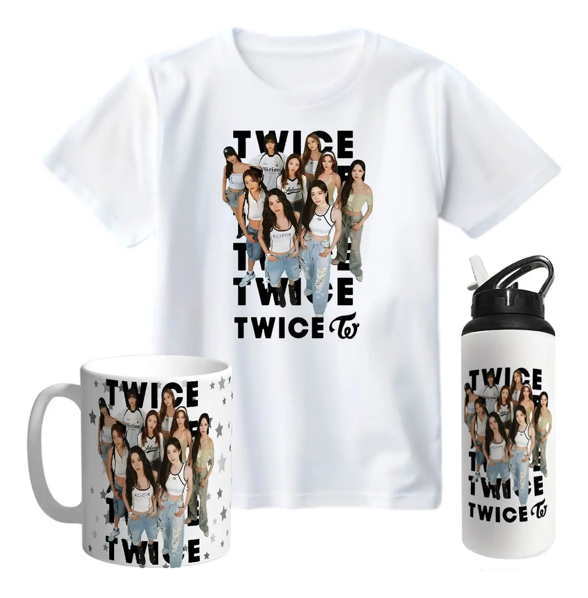 Combo: Remera+taza+botella Termica Twice Todos Los Talles