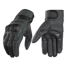 Guantes De Cuero Para Moto. Gris Oscuro. Touchscreen