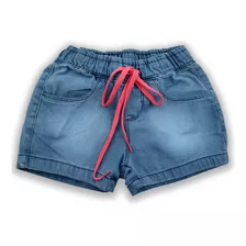 Short Jeans Infantil Feminino Com Cadarço Regulador 01 Ao 08