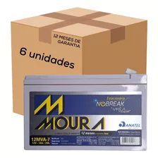 Kit 6 Bateria Estacionária 12v 7ah Nobreak Alarme Moura