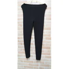 Calça Legging De Lã Preta Com Ventilaçao