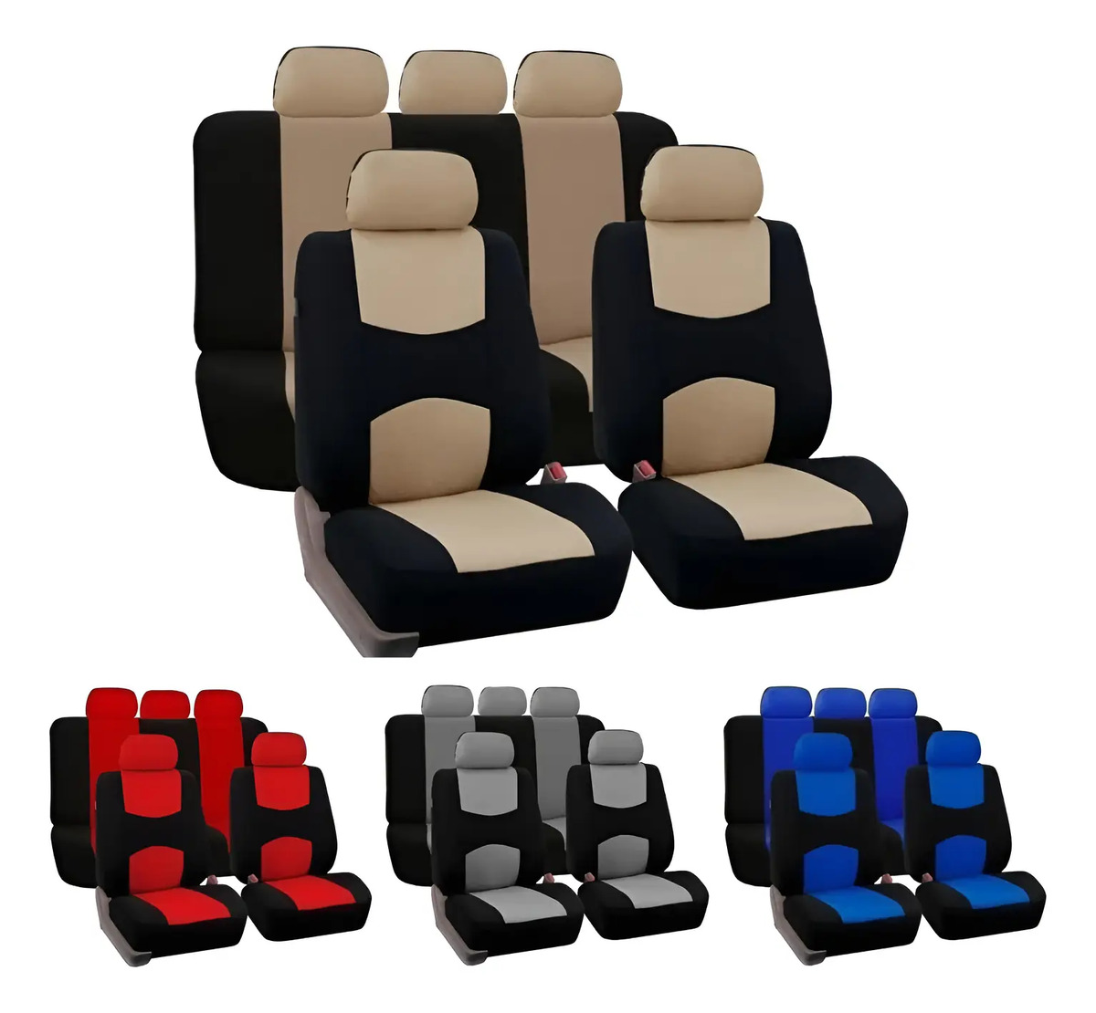 Fundas Para Asientos De Auto Ligera Universal 5 Asientos – variante Negro - Beige