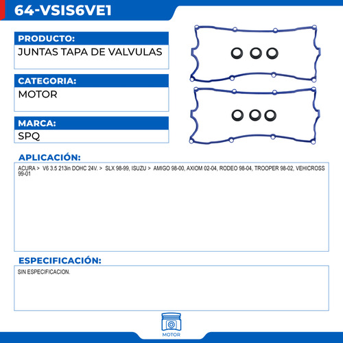 Juntas Tapa De Punteras Isuzu Axiom 2002-2004 V6 3.5 Foto 2