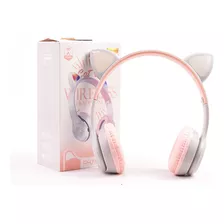 Diadema Bluetooth Audifonos Orejas De Gato Con Luz Led Color Rosa