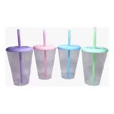 40 Vaso Transparente Con Tapa Sorbete Souvenir Elegi Color