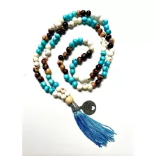 Linda Japamala 108 Contas Bete Russo Tassel Azul Promo