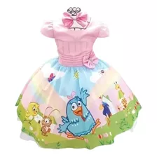 Vestido Bebe Menina Azul E Rosa Galinha Pintadinha Luxo Tema