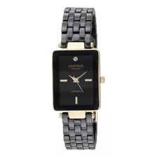 Reloj De Pulsera De Cerámica Negra Y Dorado Con Detalles De 