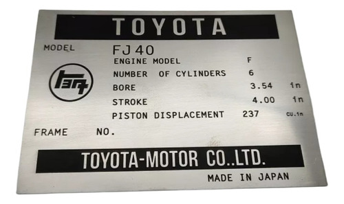 Foto de Toyota Land Cruiser Fj40 Plaqueta Motor Serial Emblema 