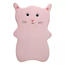 Tapete Pelúcia Gatinho Infantil Decora Antiderrapante 80cm Cor Rosa