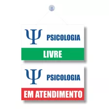 Placa Psicologia Em Atendimento E Livre 30x15 Vermelha