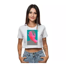 Cropped Curto Tshirt Estampada Rosto Tendencia Moda Desenho