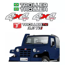 Kit Adesivos Emblema Troller T4 4x4 Diesel 3.0 Tdi 2009 Completo Carro Azul Trl09