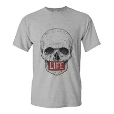 Camiseta Camisa Masculina Caveira Life Plus Size Até G6 