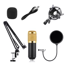 Microfone Condensador Bm800 + Braço Suporte Articulado + Pop