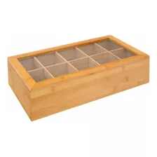 Caja De Té Bambú 10 Divisiones