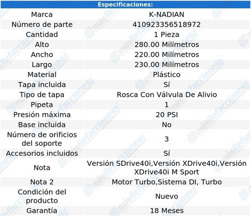 Deposito Anticongelante K-nadian Bmw X6 V6 3.0l 20 Al 21 Foto 3