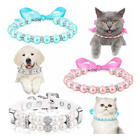 3 Pieces Dog Pearl Collars And Pet Pearl Necklace Set Dog L