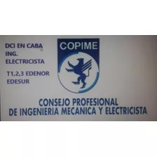 Certificado Dci- Edesur/edenor Ing. Electr. Matr Copime Caba