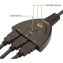 Switch Divisor Hdmi 3 Portas De Entrada E 1 Saída Hub 3 Em 1