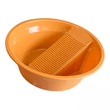 Lavabo Con Tabla De Lavar Integrada, Duradero, Naranja