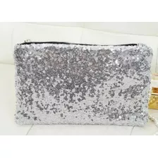 Bolso Clutch Lentejuelas Plata Elegante Brillante