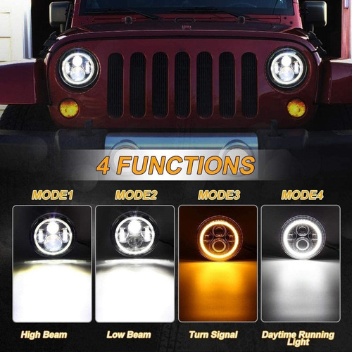 Par Faros Ojo ngel Led Jeep Jk Wrangler 7 Tj Cj5 Cj7 Foto 3